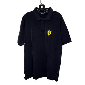 Vintage Scuderia Ferrari Black Polo Shirt Banded Collar/Cuffs Size XL